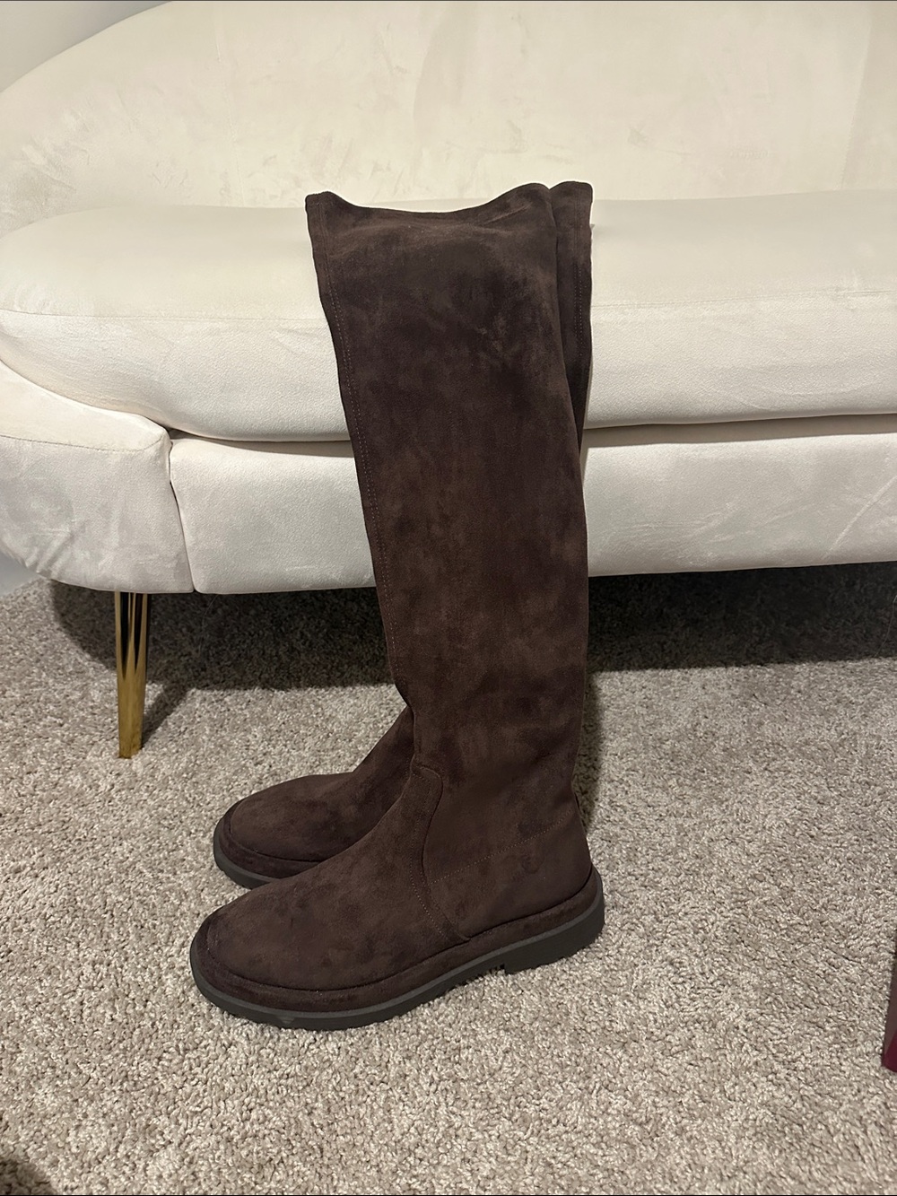Brown suede tall boots